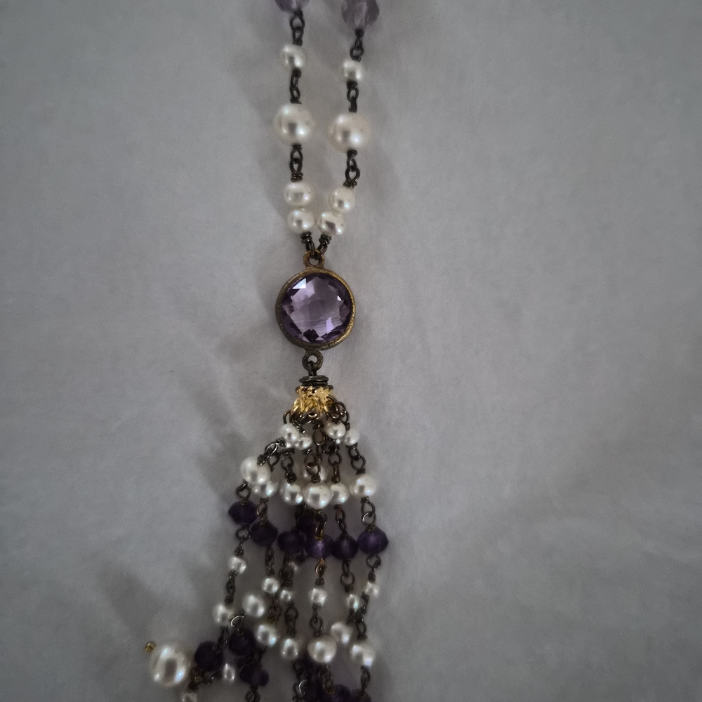 Ross-Simons Amehyst  and Pearl Necklace